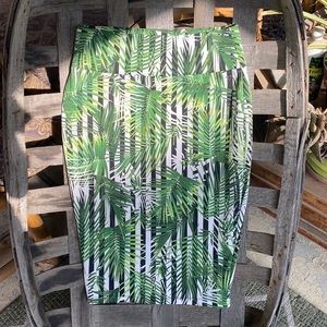 Thalia Sodi Pencil Skirt, Black and White Stripes w/ Fern Overlay